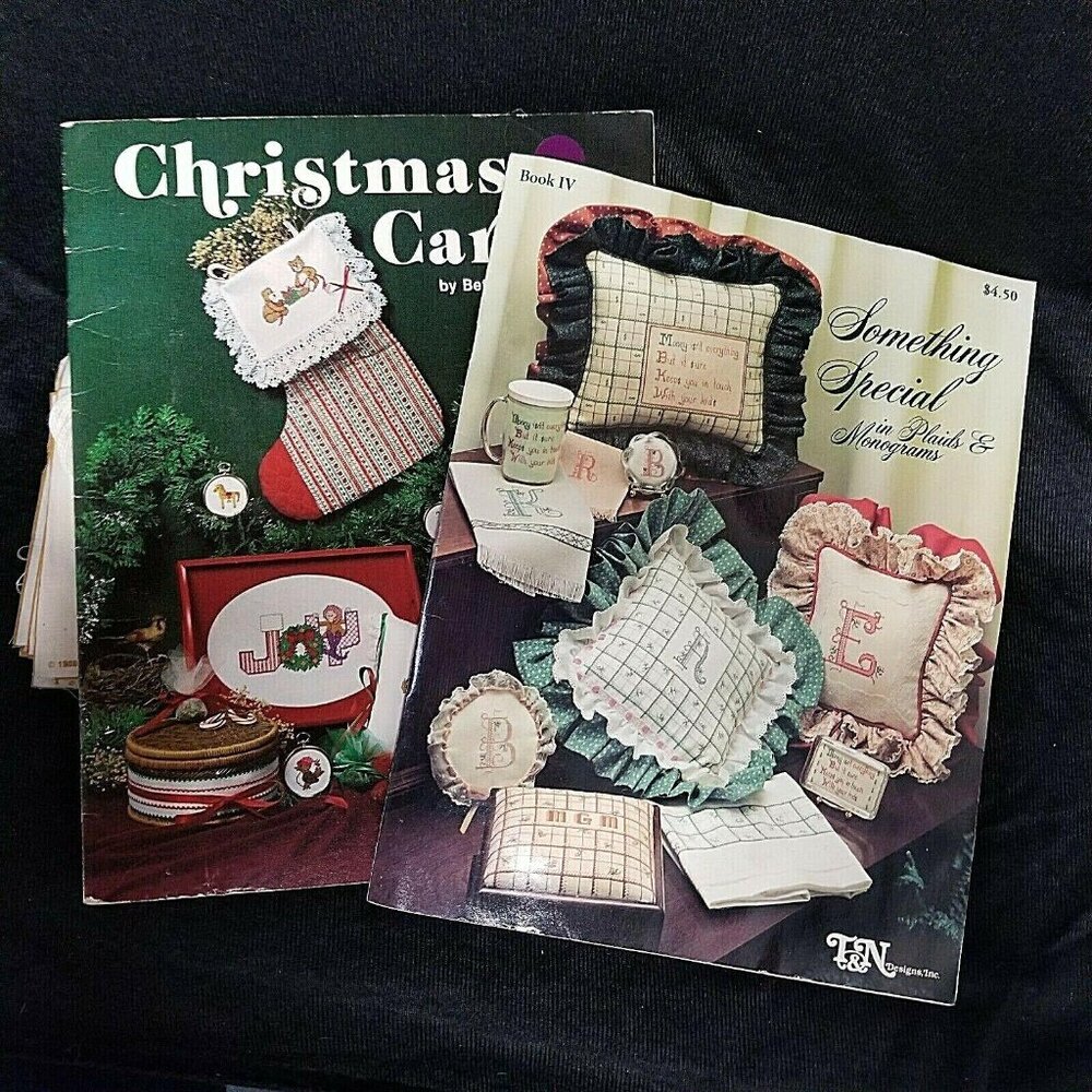 2 Cross Stitch Books Christmas Carols & Something Special in Plaids and Monogram - Picture 2 of 11